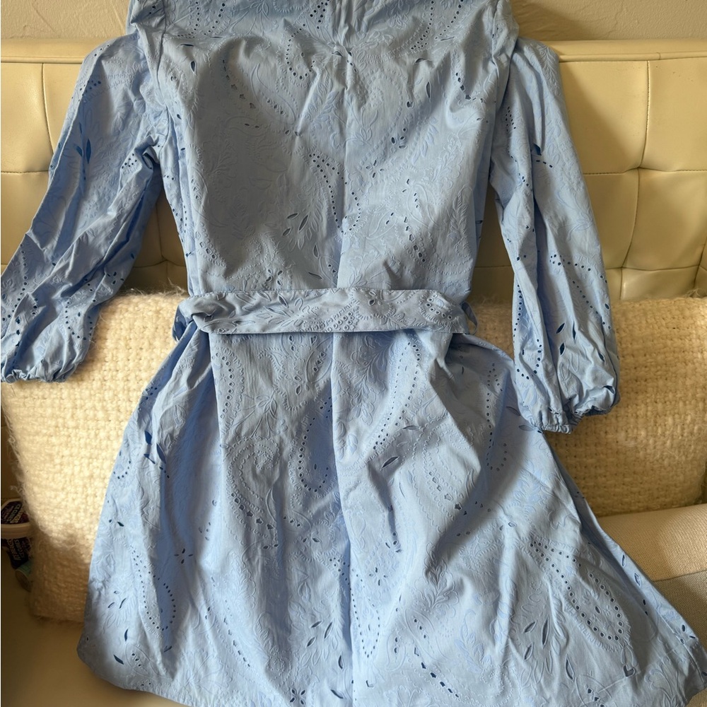 Zara Light Blue Mini Dress with Belt - Picture 2 of 3